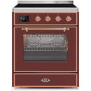 ILVE - Majestic II Series - 30 Inch Electric Freestanding Single Oven Range (UMI30NE3) - Burgundy with Copper Trim