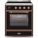 ILVE - Majestic II Series - 30 Inch Electric Freestanding Single Oven Range (UMI30NE3) - Glossy Black with Copper Trim