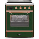 ILVE - Majestic II Series - 30 Inch Electric Freestanding Single Oven Range (UMI30NE3) - Emerald Green with Copper Trim