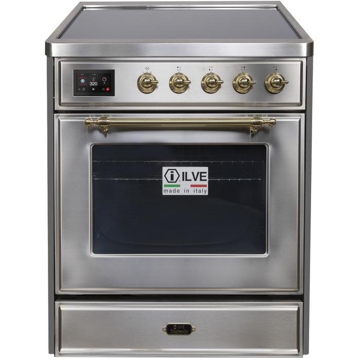 ILVE - Majestic II Series - 30 Inch Electric Freestanding Single Oven Range (UMI30NE3) - Stainless Steel with Brass Trim