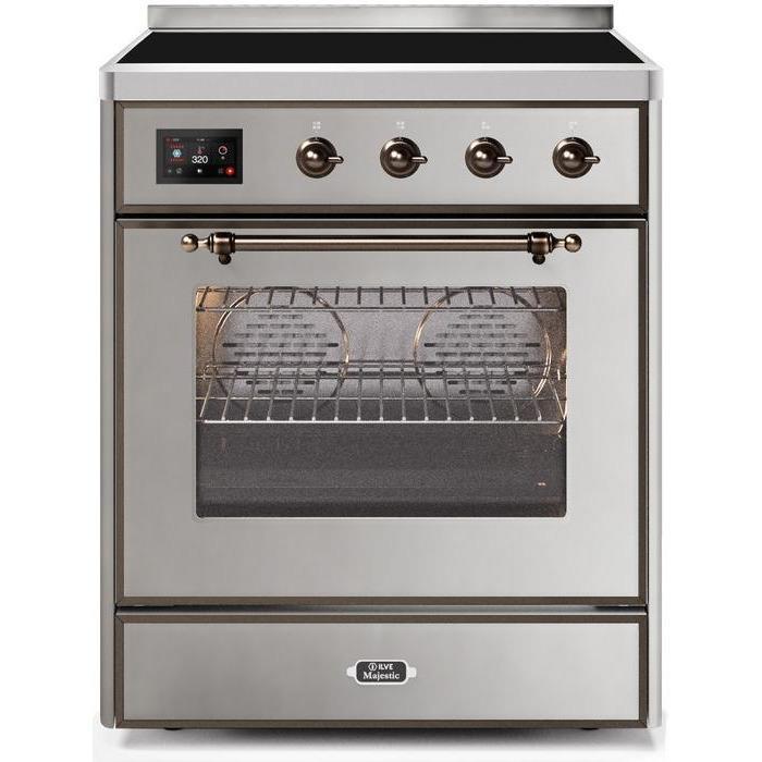 ILVE - Majestic II Series - 30 Inch Electric Freestanding Single Oven Range (UMI30NE3) - Stainless Steel with Bronze Trim