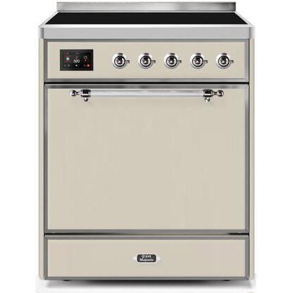 ILVE - Majestic II Series - 30 Inch Electric Freestanding Range (UMI30QNE3) - Antique White with Chrome Trim