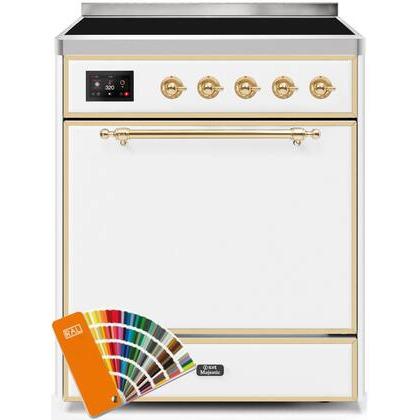 ILVE - Majestic II Series - 30 Inch Electric Freestanding Range (UMI30QNE3) - Custom RAL Color with Brass Trim