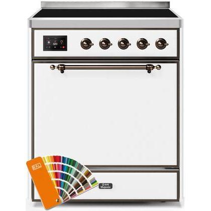 ILVE - Majestic II Series - 30 Inch Electric Freestanding Range (UMI30QNE3) - Custom RAL Color with Bronze Trim