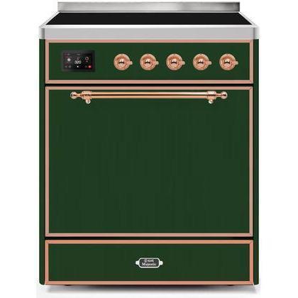 ILVE - Majestic II Series - 30 Inch Electric Freestanding Range (UMI30QNE3) - Emerald Green with Copper Trim