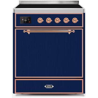 ILVE - Majestic II Series - 30 Inch Electric Freestanding Range (UMI30QNE3) - Midnight Blue with Copper Trim