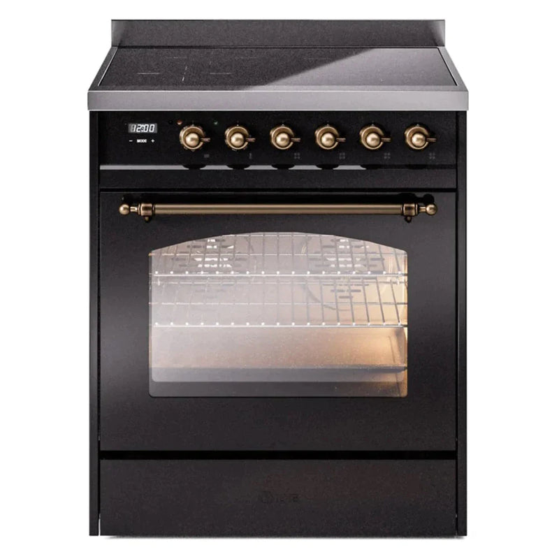 ILVE 30" Nostalgie II Series Freestanding Electric Double Oven Range with 5 Elements, Triple Glass Cool Door, Convection Oven, TFT Oven Control Display and Child Lock