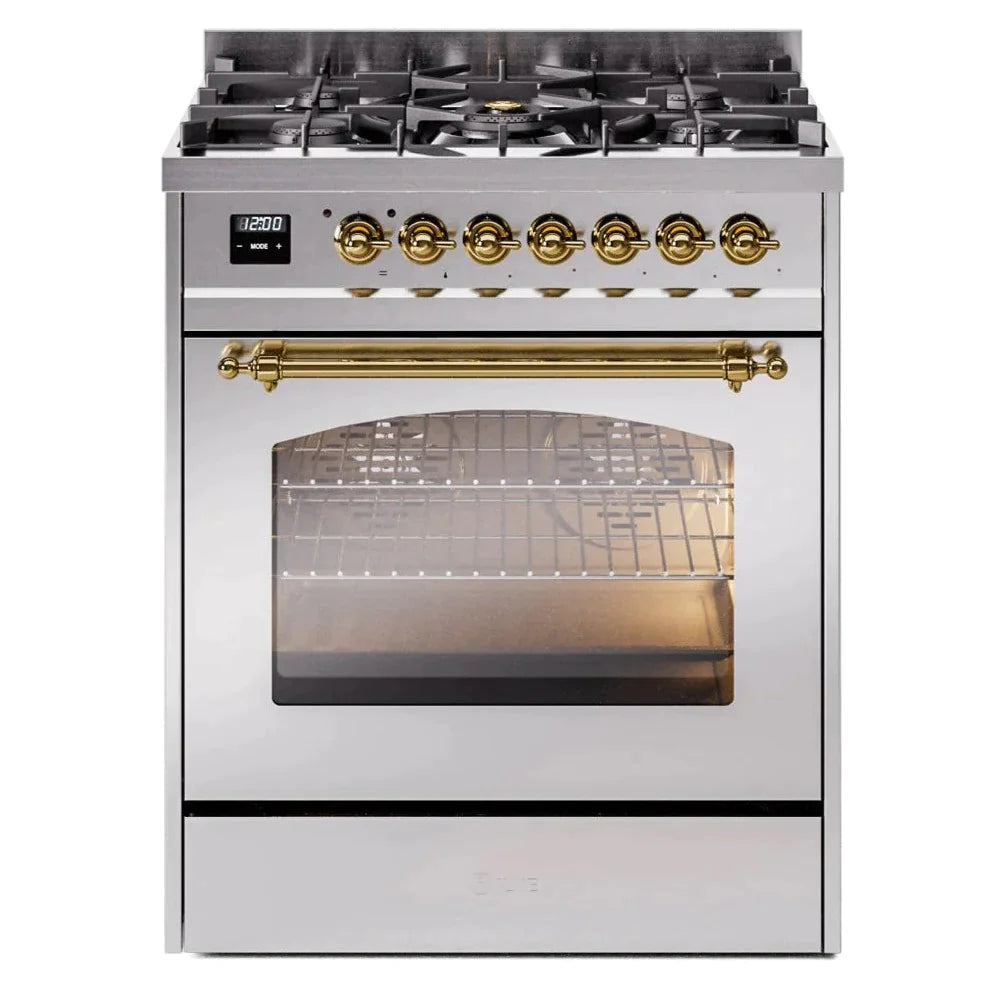 ILVE 30" Nostalgie II Series Freestanding Single Oven Dual Fuel Range with 5 Sealed Burners