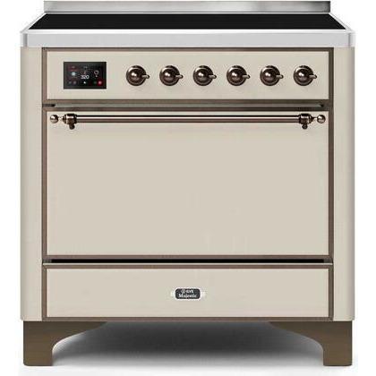 ILVE - Majestic II Series - 36 Inch Electric Freestanding Range (UMI09QNS3) - Antique White with Bronze Trim