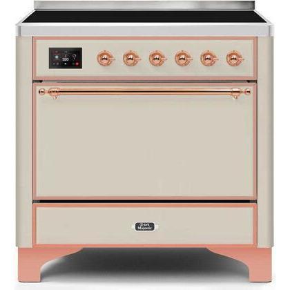 ILVE - Majestic II Series - 36 Inch Electric Freestanding Range (UMI09QNS3) - Antique White with Copper Trim