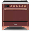 ILVE - Majestic II Series - 36 Inch Electric Freestanding Range (UMI09QNS3) - Burgundy with Copper Trim