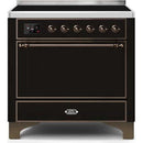 ILVE - Majestic II Series - 36 Inch Electric Freestanding Range (UMI09QNS3) - Glossy Black with Bronze Trim