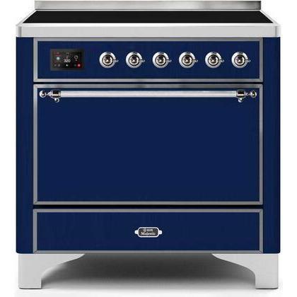 ILVE - Majestic II Series - 36 Inch Electric Freestanding Range (UMI09QNS3) - Midnight Blue with Chrome Trim