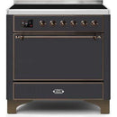 ILVE - Majestic II Series - 36 Inch Electric Freestanding Range (UMI09QNS3) - Matte Graphite with Bronze Trim