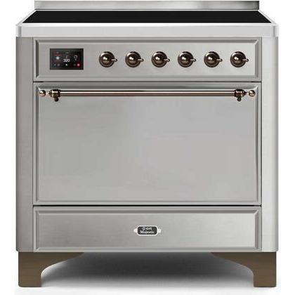 ILVE - Majestic II Series - 36 Inch Electric Freestanding Range (UMI09QNS3) - Stainless Steel with Bronze Trim