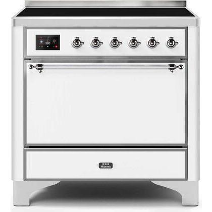 ILVE - Majestic II Series - 36 Inch Electric Freestanding Range (UMI09QNS3) - White with Chrome Trim