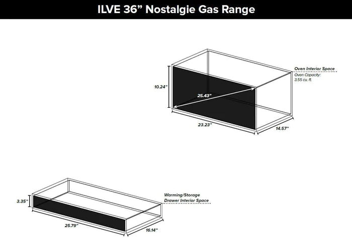 ILVE 36-Inch Nostalgie Gas Range with 5 Burners - Griddle - 3.5 cu. ft. Oven