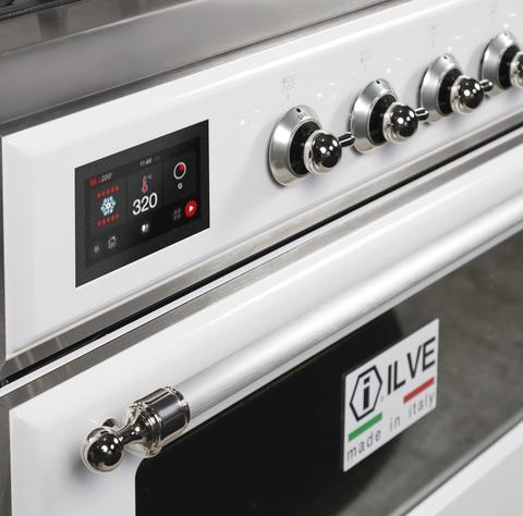 ILVE 36" Majestic II Series Dual Fuel Gas Range with 6 Burners with 3.5 cu. ft. Oven Capacity TFT Oven Control Display (UM096DNS) - Close up View