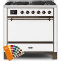 ILVE 36" Majestic II Series Dual Fuel Range Gas/Propane with 6 Sealed Burners (UM096DQNS3) - Custom RAL Color with Bronze Trim