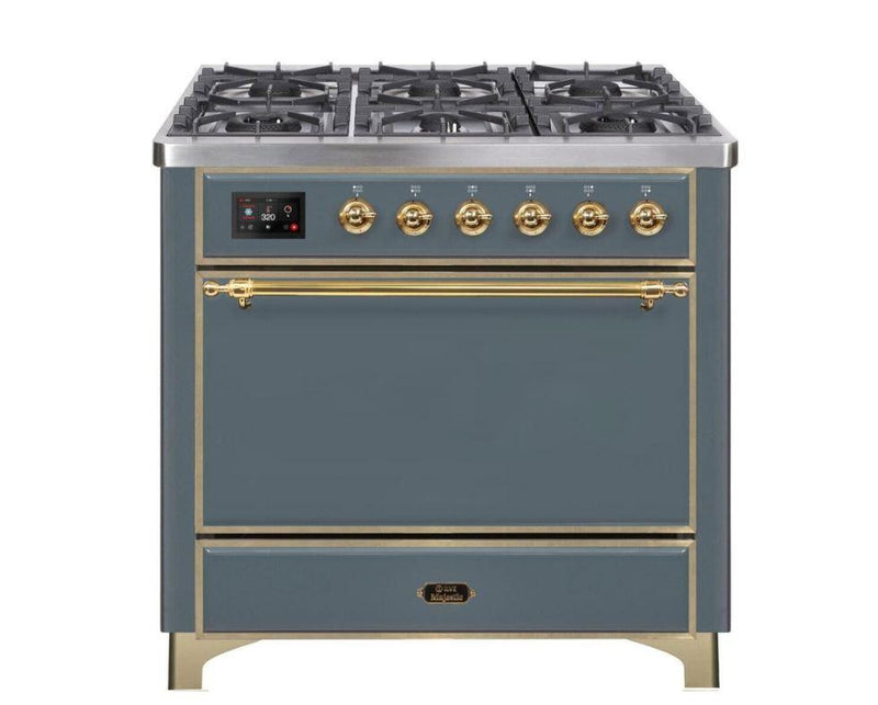 ILVE 36 Inch Majestic II Series Dual Fuel Range Gas/Propane with 6 Sealed Burners (UM096DQNS3)