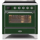 ILVE 36" Majestic II Series Electric Induction and Electric Oven Range with 5 Elements (UMI09NS3) - Emerald Green with Chrome Trim