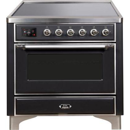 ILVE 36" Majestic II Series Electric Induction and Electric Oven Range with 5 Elements (UMI09NS3) - Matte Graphite with Chrome Trim
