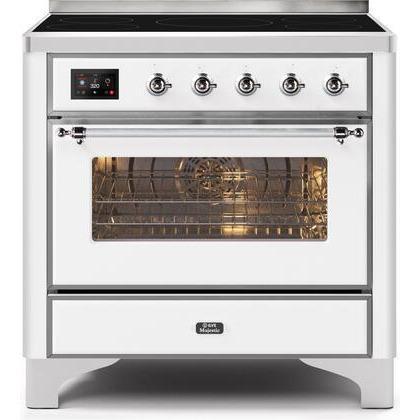 ILVE 36" Majestic II Series Electric Induction and Electric Oven Range with 5 Elements (UMI09NS3) - White with Chrome Trim