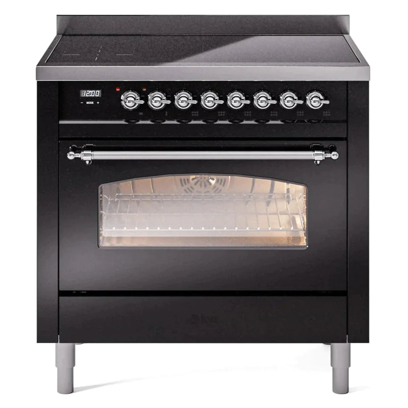 ILVE 36" Nostalgie II Series Freestanding Electric Double Oven Range with 5 Elements, Triple Glass Cool Door, Convection Oven, TFT Oven Control Display and Child Lock
