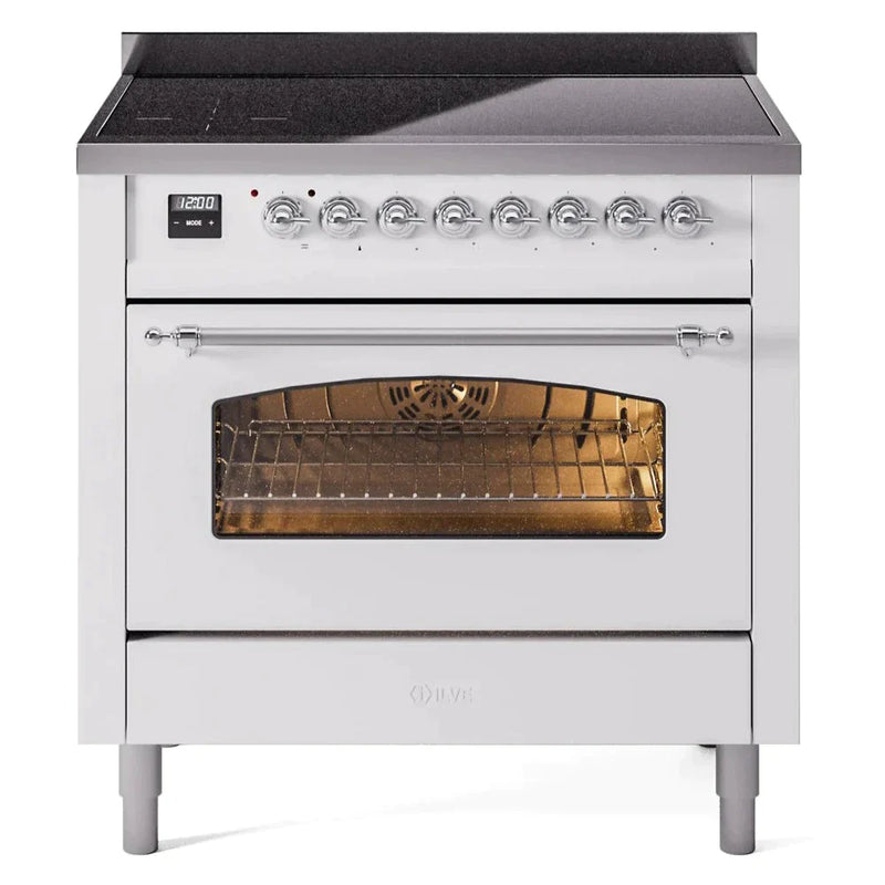 ILVE 36" Nostalgie II Series Freestanding Electric Double Oven Range with 5 Elements, Triple Glass Cool Door, Convection Oven, TFT Oven Control Display and Child Lock