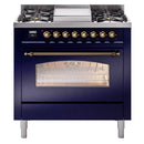 ILVE 36" Nostalgie II Series Freestanding Single Oven Dual Fuel Range with 5 Sealed Burners and Griddle 