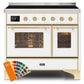 ILVE 40 Inch Majestic II Series Freestanding Electric Double Oven Range with 6 Elements, Triple Glass Cool Door, Convection Oven, TFT Oven Control Display and Child Lock (UMDI10NS3)