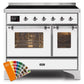 ILVE 40 Inch Majestic II Series Freestanding Electric Double Oven Range with 6 Elements, Triple Glass Cool Door, Convection Oven, TFT Oven Control Display and Child Lock (UMDI10NS3)