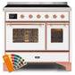ILVE 40 Inch Majestic II Series Freestanding Electric Double Oven Range with 6 Elements, Triple Glass Cool Door, Convection Oven, TFT Oven Control Display and Child Lock (UMDI10NS3)