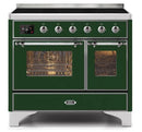 ILVE 40 Inch Majestic II Series Freestanding Electric Double Oven Range with 6 Elements, Triple Glass Cool Door, Convection Oven, TFT Oven Control Display and Child Lock (UMDI10NS3)