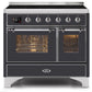 ILVE 40 Inch Majestic II Series Freestanding Electric Double Oven Range with 6 Elements, Triple Glass Cool Door, Convection Oven, TFT Oven Control Display and Child Lock (UMDI10NS3)