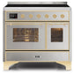 ILVE 40 Inch Majestic II Series Freestanding Electric Double Oven Range with 6 Elements, Triple Glass Cool Door, Convection Oven, TFT Oven Control Display and Child Lock (UMDI10NS3)