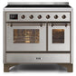 ILVE 40 Inch Majestic II Series Freestanding Electric Double Oven Range with 6 Elements, Triple Glass Cool Door, Convection Oven, TFT Oven Control Display and Child Lock (UMDI10NS3)