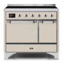 ILVE 40 Inch Majestic II Series Induction Range with 6 Elements Dual Ovens TFT Control Display Solid Oven Door (UMDI10QNS3)