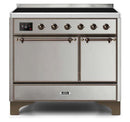 ILVE 40 Inch Majestic II Series Induction Range with 6 Elements Dual Ovens TFT Control Display Solid Oven Door (UMDI10QNS3)