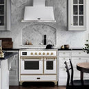 ILVE 40" Majestic Wall Mount Range Hood with 850 CFM Blower Anti-grease Filter 2 Warming Lights Filter Light Indicator Auto-off Function and 4 Fan Speeds (UAM100)