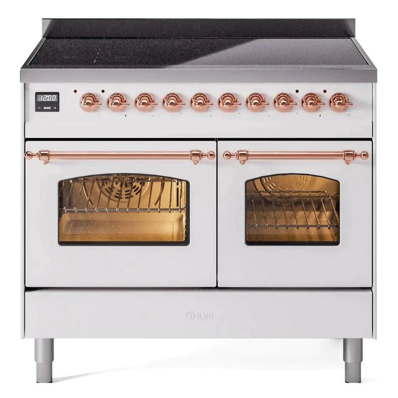 ILVE 40" Nostalgie II Series Freestanding Electric Double Oven Range with 6 Elements, Triple Glass Cool Door, Convection Oven, TFT Oven Control Display and Child Lock
