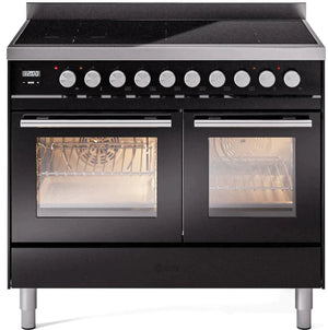 ILVE 40" Professional Plus II Series Freestanding Electric Double Oven Range with 5 Elements, Triple Glass Cool Door, Convection Oven, TFT Oven Control Display and Child Lock