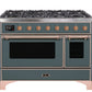 ILVE 48 Inch Majestic II Series Freestanding Dual Fuel Double Oven Range with 8 Sealed Burners, Triple Glass Cool Door, Convection Oven (UM12FDNS)