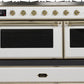ILVE 48 Inch Majestic II Series Freestanding Dual Fuel Double Oven Range with 8 Sealed Burners, Triple Glass Cool Door, Convection Oven (UM12FDNS)