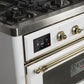 ILVE 48 Inch Majestic II Series Freestanding Dual Fuel Double Oven Range with 8 Sealed Burners, Triple Glass Cool Door, Convection Oven (UM12FDNS)