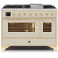 ILVE 48 Inch Majestic II Series Freestanding Dual Fuel Double Oven Range with 8 Sealed Burners, Triple Glass Cool Door, Convection Oven (UM12FDNS)