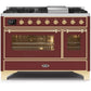 ILVE 48 Inch Majestic II Series Freestanding Dual Fuel Double Oven Range with 8 Sealed Burners, Triple Glass Cool Door, Convection Oven (UM12FDNS)