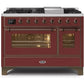 ILVE 48 Inch Majestic II Series Freestanding Dual Fuel Double Oven Range with 8 Sealed Burners, Triple Glass Cool Door, Convection Oven (UM12FDNS)