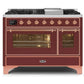 ILVE 48 Inch Majestic II Series Freestanding Dual Fuel Double Oven Range with 8 Sealed Burners, Triple Glass Cool Door, Convection Oven (UM12FDNS)