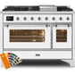 ILVE 48 Inch Majestic II Series Freestanding Dual Fuel Double Oven Range with 8 Sealed Burners, Triple Glass Cool Door, Convection Oven (UM12FDNS)